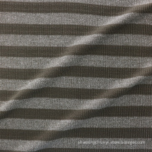 2022 high quality wholesale Stripe Pattern 2x2 Rib Knitted Fabric Polyester Cotton Spandex Mixed Fabrics For clothing